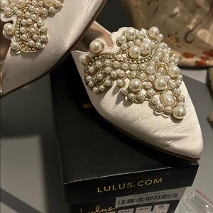 Lulu's Ivory Pearl Embellished Flats